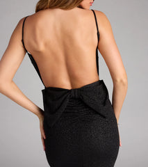 Kourtney Glitter Bow Midi Formal Dress