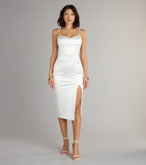 Melody Satin Slit Midi Formal Dress