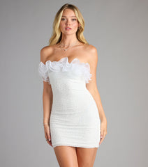 Alissa Ruffled Bead Sequin Mini Dress