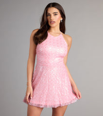 Gracie Beaded Tie Back Skater Dress
