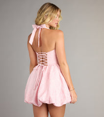 Vicky Jacquard Halter Bubble Mini Dress