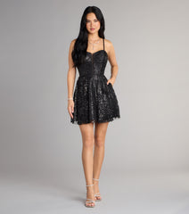 Korrie Glitter Mesh Dress With Pockets