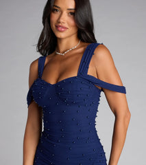 Fay Off The Shoulder Faux Pearl Mermaid Dress