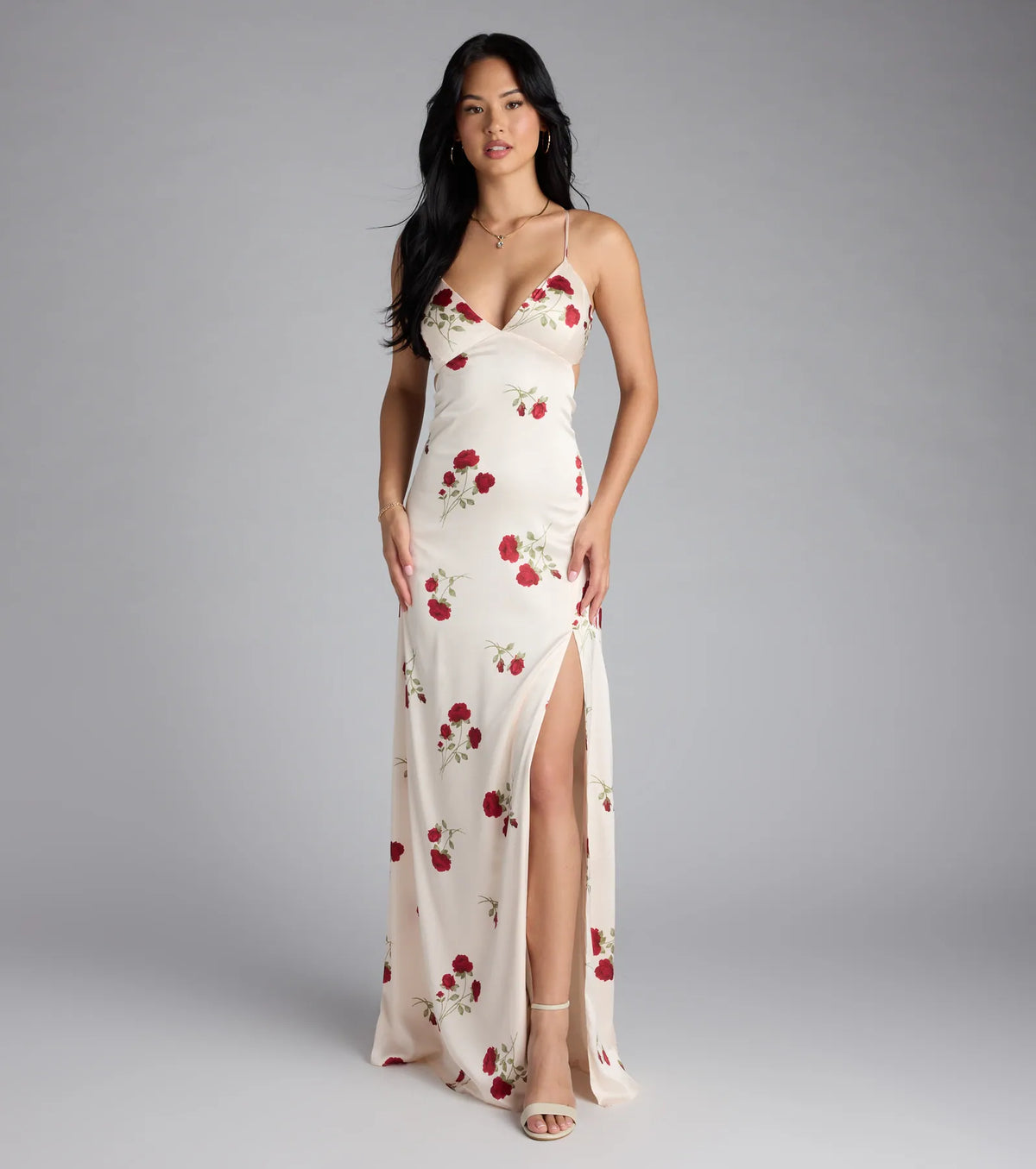 Madeline Floral Strappy Back A-Line Formal Dress