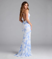 Pascha Strappy Open Back Mermaid Floral Formal Dress