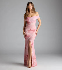 Cornelia Off-The-Shoulder Slit Floral Formal Dress