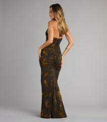 Martha Flocked Floral Velvet Mermaid Formal Dress