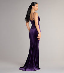 Ariel Velvet Slit Mermaid Formal Dress