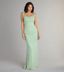 Morgana Lace-Up Ruched Mermaid Dress