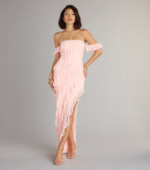 Cecilia Off-The-Shoulder Ruffle Formal Dress