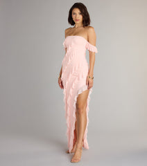 Cecilia Off-The-Shoulder Ruffle Formal Dress