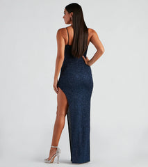 Lola Formal High Slit Glitzy Glitter Dress