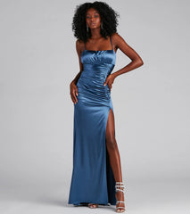 Brooklyn Satin Ruched Formal Dress