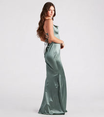 Jennifer Stretch Satin Ruched Formal Dress