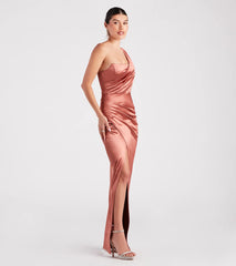 Isla Satin One-Shoulder Wrap Dress