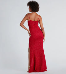 Hayden Ruched Glitter Knit Mermaid Dress