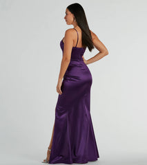 Stacie Satin Corset Wrap Formal Dress