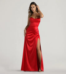 Melinda Satin Lace-Up Formal Dress