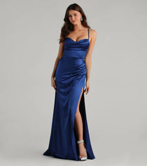 Melinda Satin Lace-Up Formal Dress