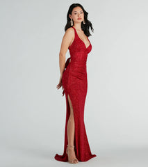 Kat Formal Glitter Lace-Up Column Dress