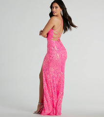 Saige Formal Sequin Lace-Up Mermaid Dress