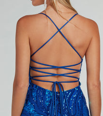 Acacia Iridescent Sequin Lace-Up Formal Dress