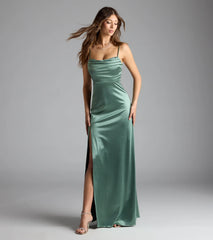 Marissa Formal Satin Cowl Neck Dress