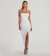 PLACEHOLDER - Klara Cowl Neck Faux Pearl Bead Slim Formal Dress