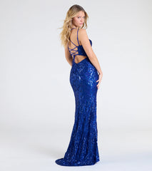 Jessa Lace-Up Mermaid Sequin Formal Dress
