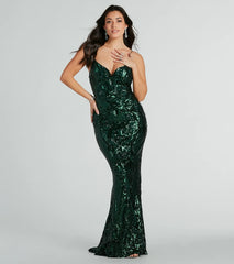 Lorlia Formal Sequin Scroll Mermaid Long Dress