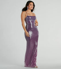 Alaia Lace-Up Mermaid Ombre Sequin Formal Dress