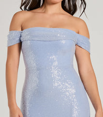 Kat Off-The-Shoulder Mermaid Sequin Formal Dress
