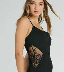 Carla Cowl Neck Mermaid Lace Crepe Formal Dress