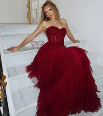 Keyla Floral Applique Tiered Ruffle Tulle Gown