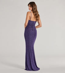 Analeah High-Slit Glitter Mermaid Dress