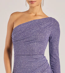Arianne One-Shoulder Glitter Mermaid Dress