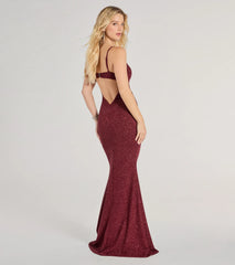 Tricia V-Neck Open Back Mermaid Glitter Formal Dress