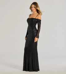 Parker Off-The-Shoulder Beaded Sequin Column Dress