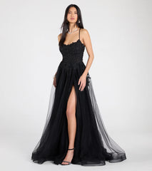 Julia Lace-Up Corset Slit A-Line Formal Dress