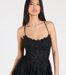 Julia Lace-Up Corset Slit A-Line Formal Dress