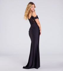 Celine Cold Shoulder Corset Slit Bodycon Formal Dress