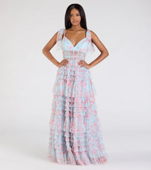 Catrina Corset A-Line Floral Mesh Formal Dress