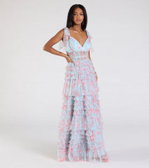 Catrina Corset A-Line Floral Mesh Formal Dress