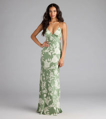 Daniella Lace-Up Floral Satin Formal Dress