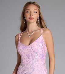 Makayla Lace-Up Mermaid Sequin Formal Dress