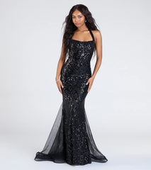 Esmeralda Halter Mermaid Sequin Formal Dress