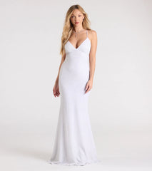 Carina Lace-Up Mermaid Glitter Formal Dress