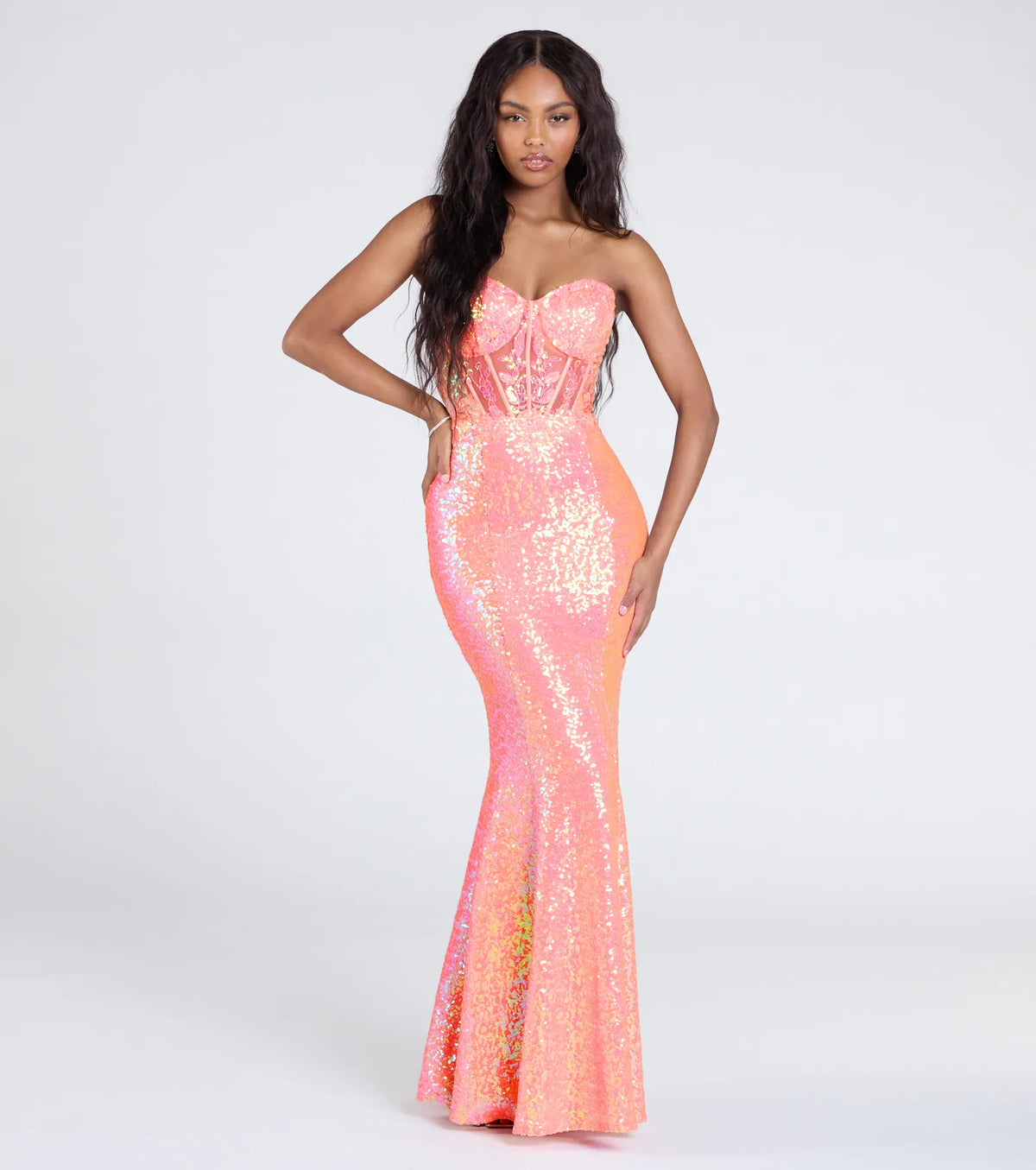 Zoe Lace-Up Corset Mermaid Sequin Formal Dress
