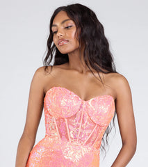 Zoe Lace-Up Corset Mermaid Sequin Formal Dress