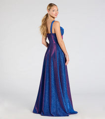 Clarence Corset Slit Glitter A-Line Formal Dress